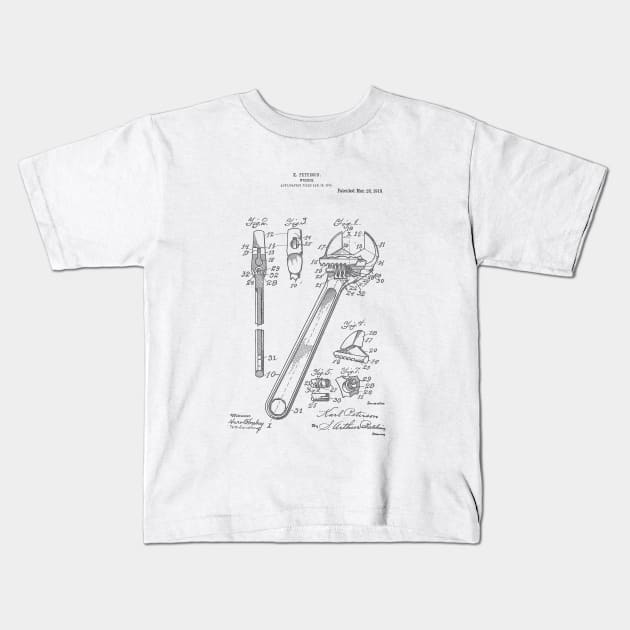 Wrench Patent Drawing Kids T-Shirt by skstring